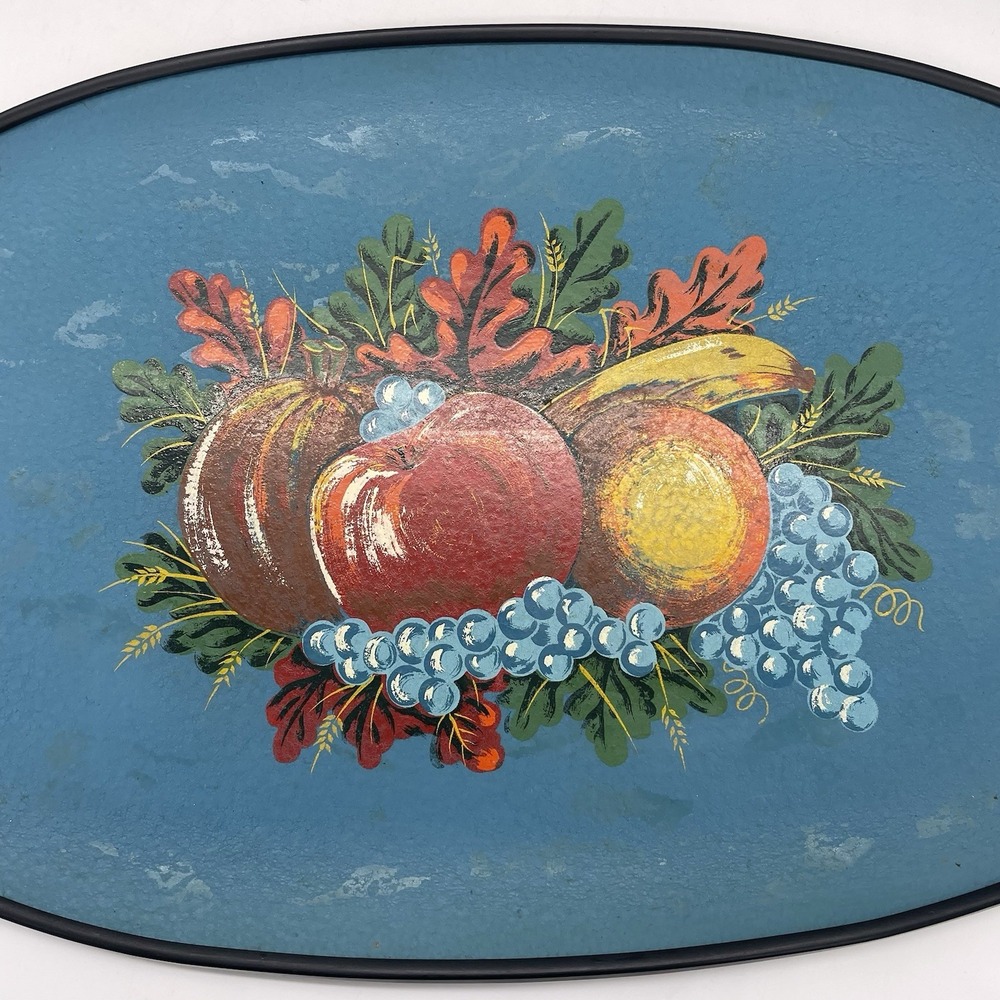 Vintage Tilso Mid-Century Modern Oval Fiberboard Serving Tray Fruit Japan Enesco - Picture 3 of 13